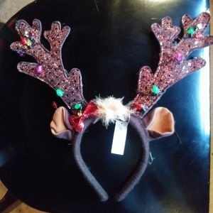 NWT Christmas Light Up Reindeer Headband